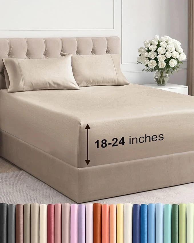 Comfortable Extra Deep Cal King Sheet Set Recyclable