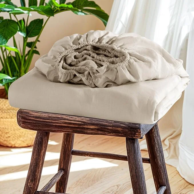 Breathable SONORO KATE French Linen Fitted Sheet Healthy