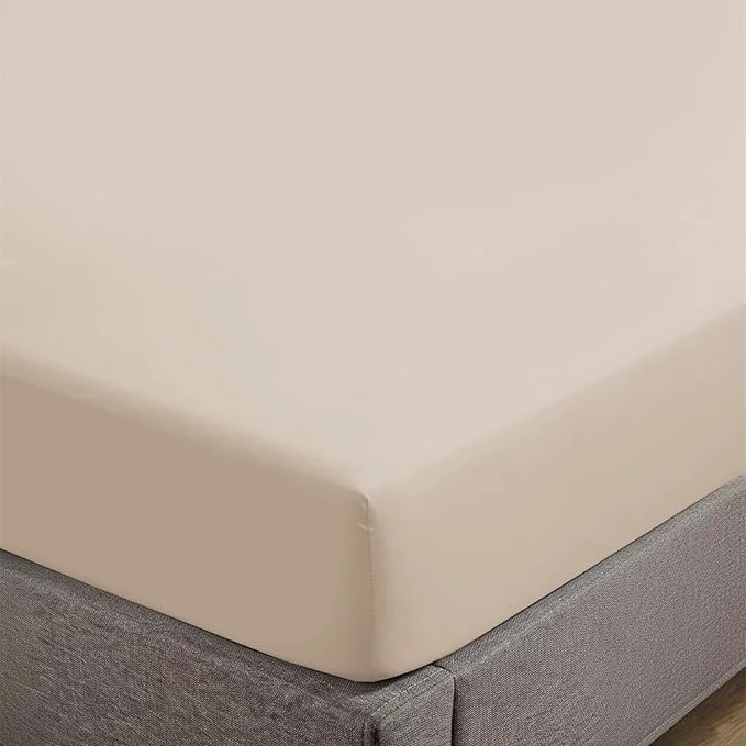 Fine Crafted Feather Stitch Fitted Bottom Sheet Only Full Size 500 TC-1 Piece Cotton High-End