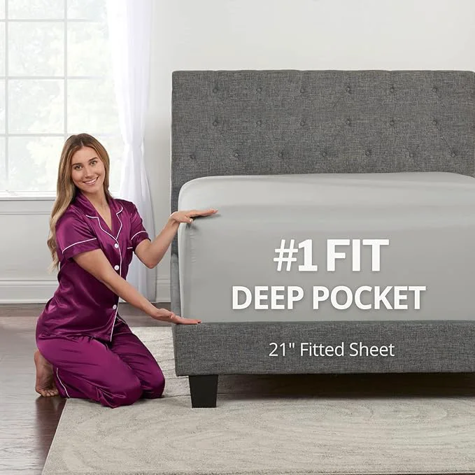 Efficient DeaLuxe Deep Pocket Full Fitted Sheet Fine