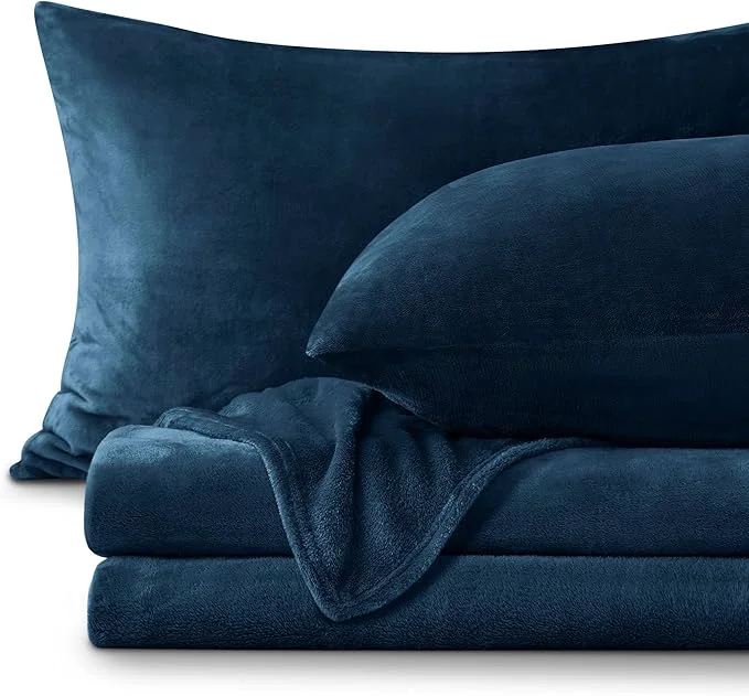 Sustainable BEDELITE Flannel Sheets Twin Size Navy Breathable