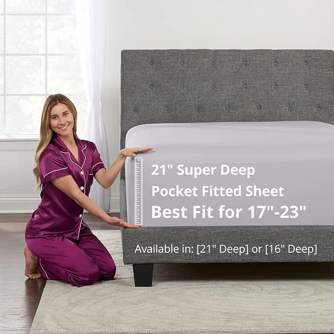 Comfortable Deep Fitted Sheets King – King Size Fitted Sheet Only Deep Pocket – 21 King Advanced