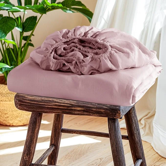 Fine SONORO KATE French Linen Fitted Sheet High-Quality