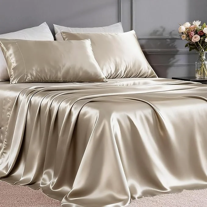 Relaxed FreshCulture Satin Sheets Twin Size Bed Set Reliable