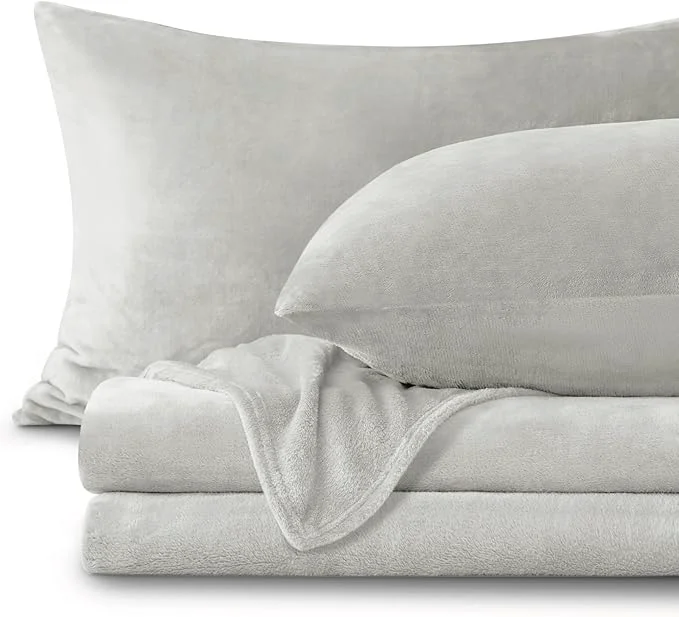 Smooth BEDELITE Flannel Sheets Full Size Light Grey Relaxed