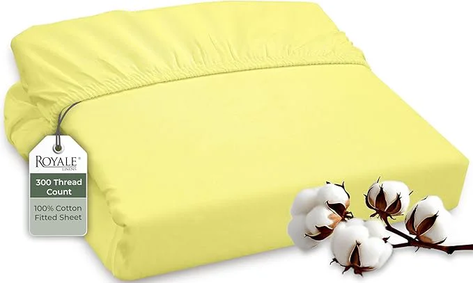 Detailed ROYALE LINENS 300 Thread Count Long Staple Combed Cotton Fitted Sheet Full Smart