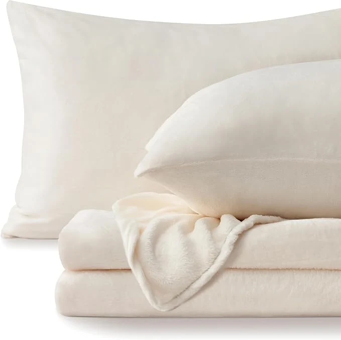Premium Material BEDELITE Flannel Sheets Twin Size White World-Class