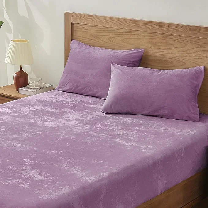 Original Design BEDELITE Velvet Fitted Sheet and Pillowcases Set Luxury Soft Fuzzy Bottom Sheet Long-Lasting