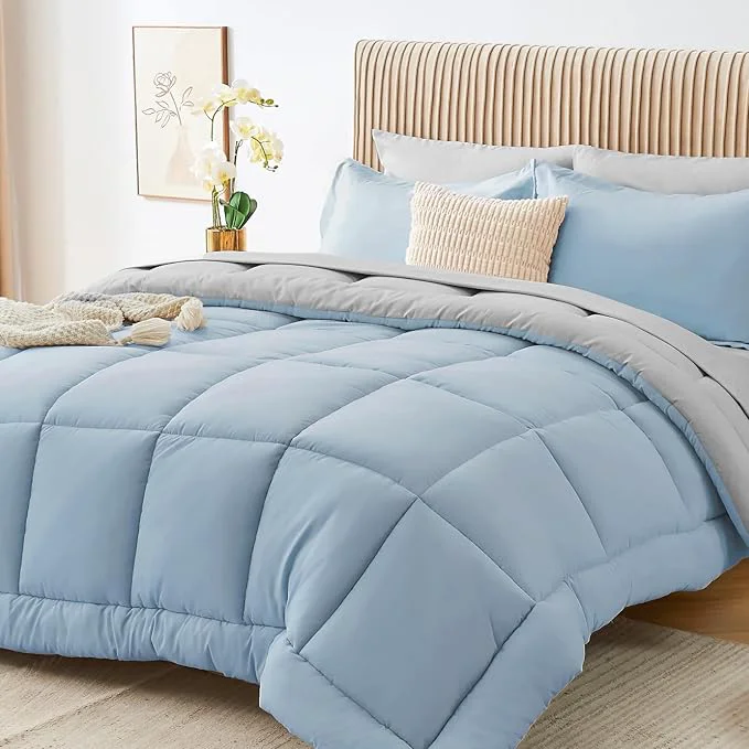 Smooth Sasttie Twin Comforter Set 5 Pieces Reversible Bed in a Bag Twin Complete Advanced