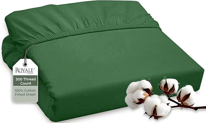 Reliable ROYALE LINENS 300 Thread Count Long Staple Combed Cotton Fitted Sheet Twin Relaxed