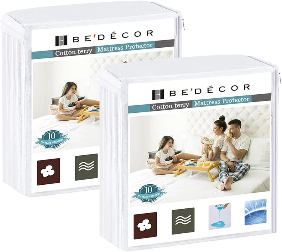 Classic Bedecor 2 Packs Twin Mattress Protector Waterproof Protection Soft Cotton Terry Secure