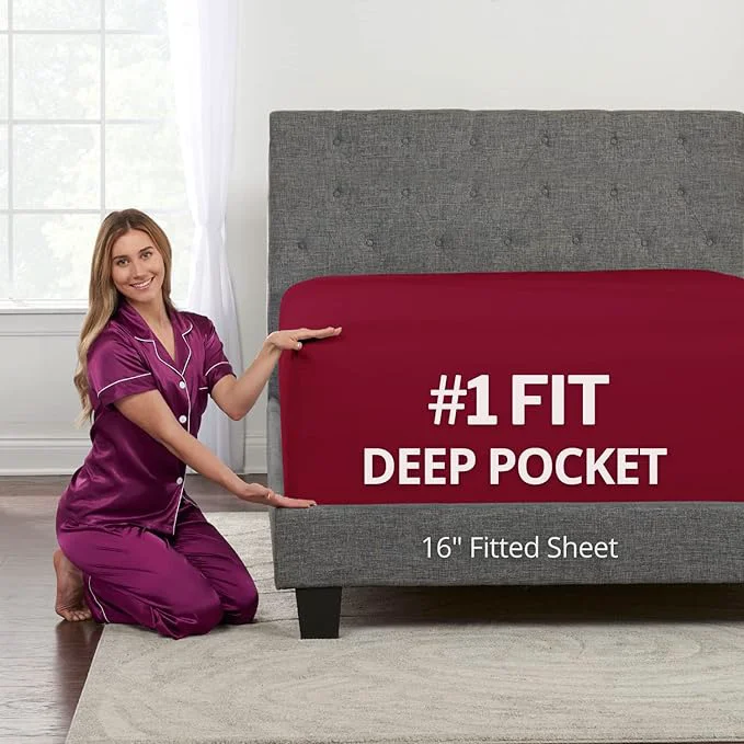 World-Class Full Fitted Sheet – Deep Pocket Full Size Fitted Sheets Only 16 Fitted Secure