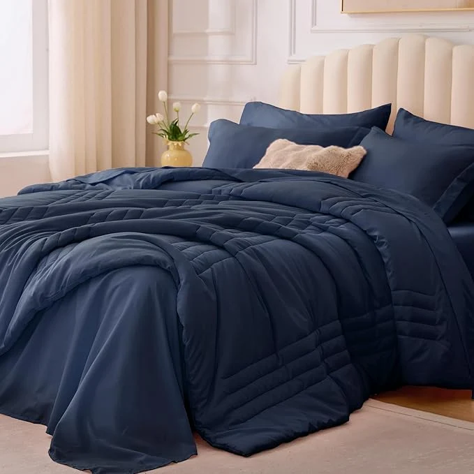Soft Twin Comforter Set Navy Artisan