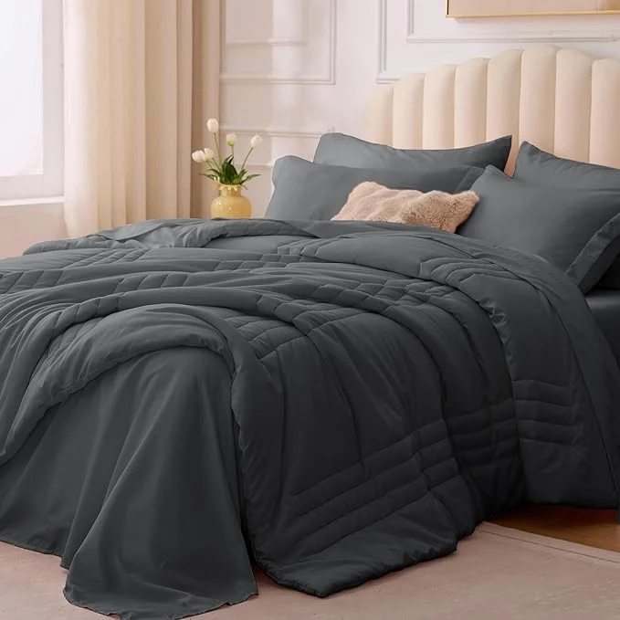 Pure Full Comforter Set Dark Grey Reusable