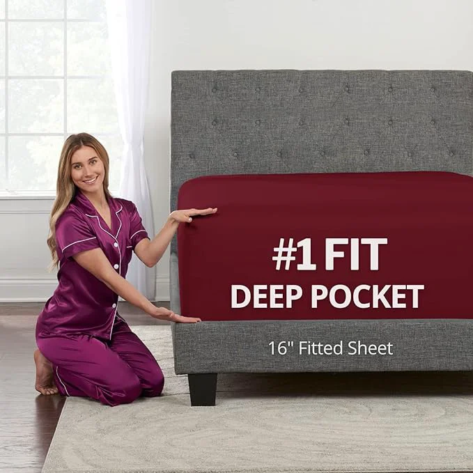 Selected King Deep Pocket Fitted Bed Sheets 16' Fit ly 14'18' Mattress Unique