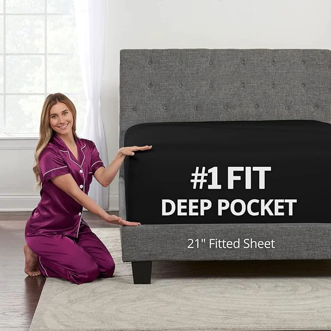 Reusable Deep Fitted Sheets King – King Size Fitted Sheet Only Deep Pocket – 21 King Sustainable