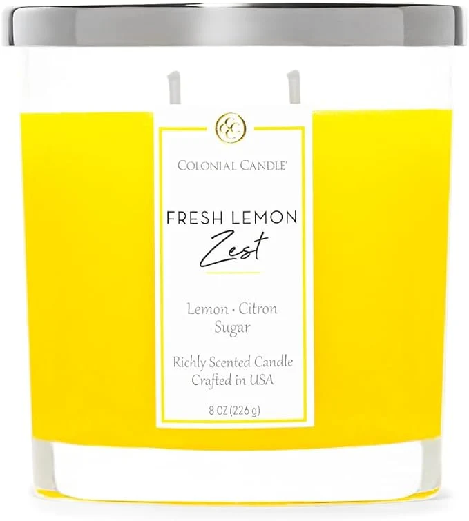 Functional Colonial Candle Fresh Lemon Zest Scented Candle Jar Highly Fragranced Candles Smart