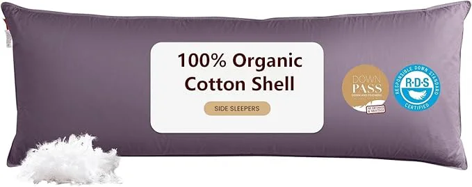 Crafted Goose Down Body Pillows for Adults Large Body Pillow for Side Sleeper Recyclable