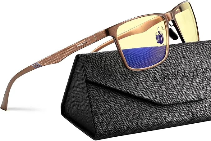 High-Grade ANYLUV Blue Light Glasses Men Relieve Eyestrain and Eye Protection Al-Mg Green