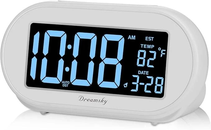 Fine Crafted DreamSky Alarm Clocks for Bedrooms Auto Set Digital Desk Clock for Bedside Refined
