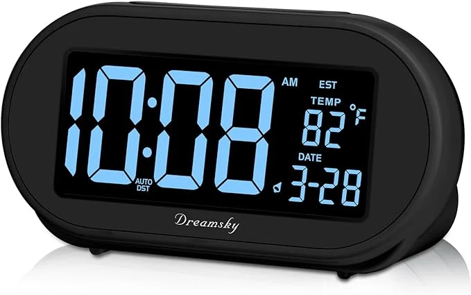 Fine Crafted DreamSky Alarm Clocks for Bedrooms Auto Set Digital Desk Clock for Bedside Powerful