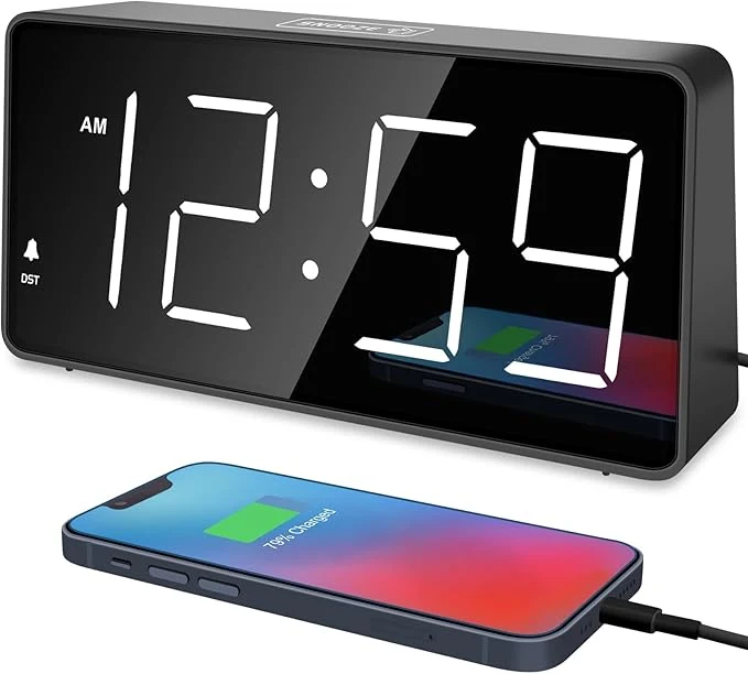 Environmentally Friendly Peakeep Digital Alarm Clock for Bedroom Bedside Loud Alarm Clock for Heavy Unique