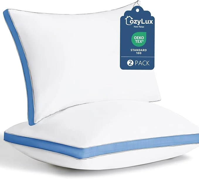 Stylish CozyLux Pillows Queen Size Set of 2 Soft and Supportive 3D Down Trendy