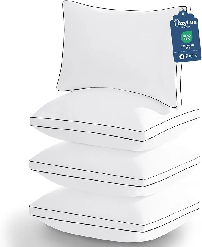 Breathable CozyLux Pillows Queen Size Set of 4 Soft and Supportive 3D Down Lightweight