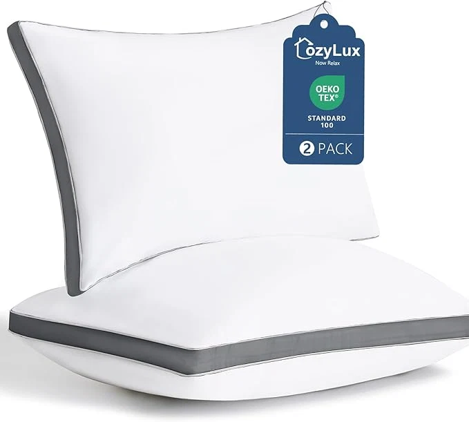 Genuine CozyLux Pillows Standard Size Set of 2 Soft Supportive Down Bed Powerful