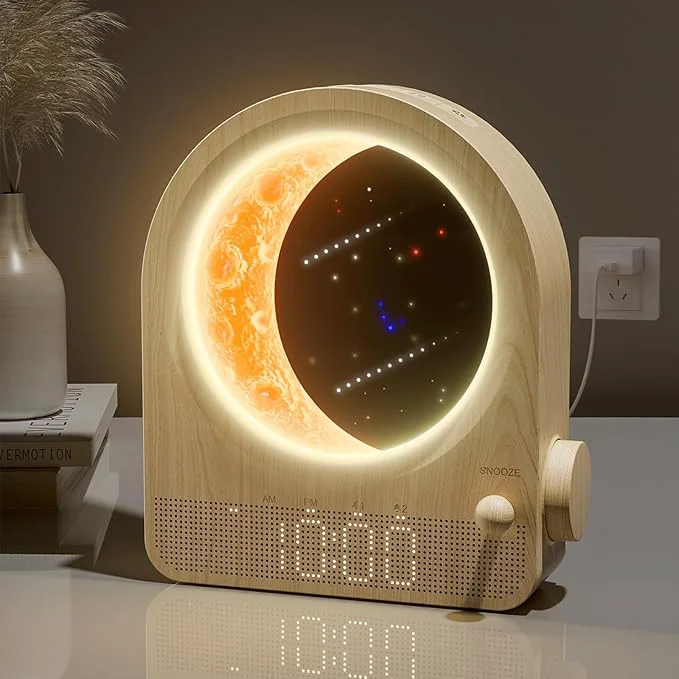 Authentic blonbar Sunrise Alarm Clocks for Bedrooms Stepless Dimmable Moon Lamp Dual Comfortable
