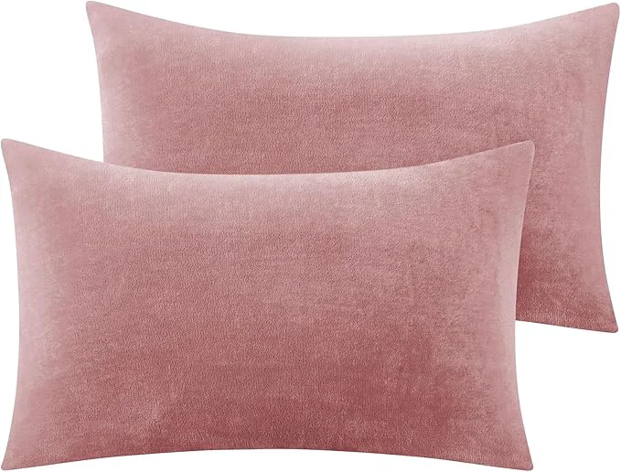 Minimalist BEDELITE Flannel Pillow Cases Queen Size Set of 2 Super Soft Fleece Pillowcases Smart