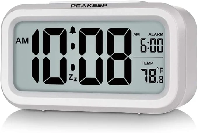 Official Peakeep Night Light Digital Alarm Clock Battery Operated Traditional