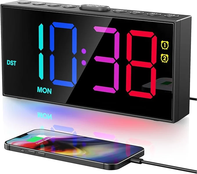Optimized PPLEE RGB Digital Alarm Clock for Bedrooms Outstanding