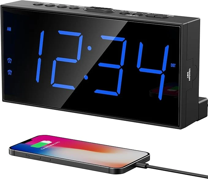 Advanced Large Display Alarm Clock for Bedroom Dual Alarm for Couples 5-Level Dimmer Casual