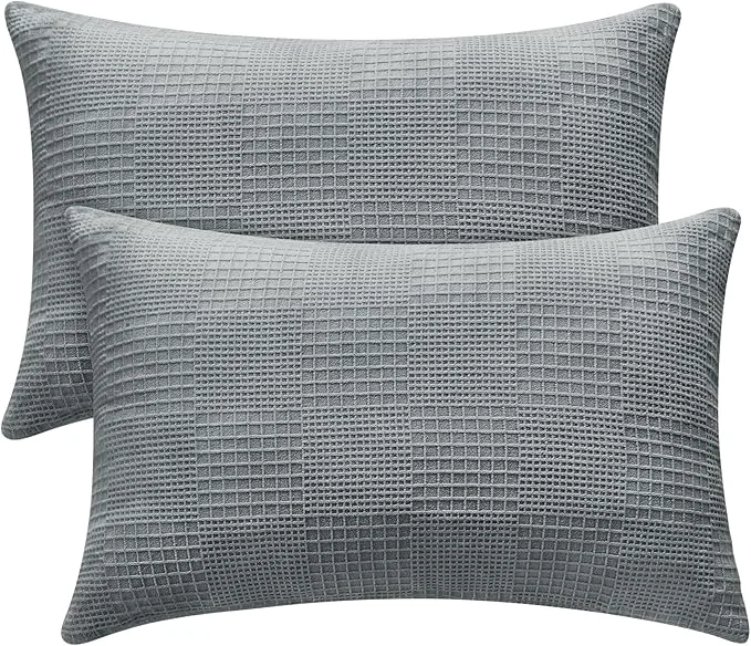 Functional BEDELITE Flannel Pillow Cases Queen Size Set of 2 Decorative Waffle Weave Proven