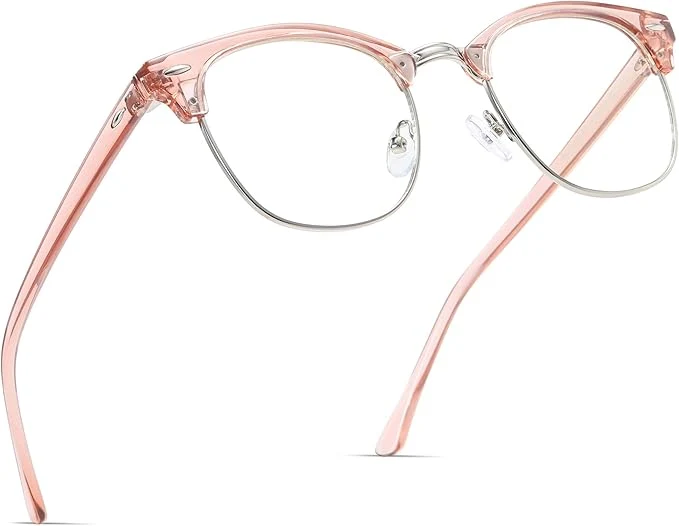 Superior Blue Light Blocking Glasses Vintage Half Frame UV Clear Lens Anti Eyestrain Organic