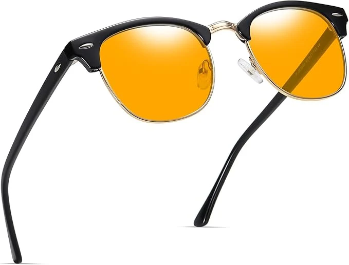Organic Blue Light Blocking Glasses Vintage Half Frame UV Clear Lens Anti Eyestrain Enhanced