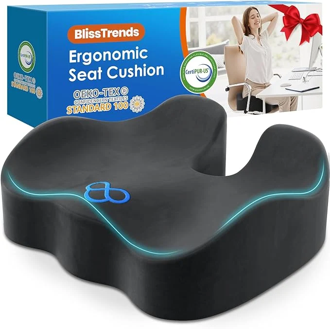 Professional BlissTrends Seat Cushion Thick Memory Foam Cushions Verified