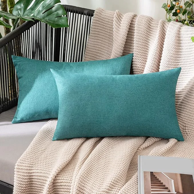 Fine MIULEE Pack of 2 Decorative Outdoor Solid Waterproof Throw Pillow Covers Faux Practical