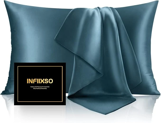 Original INFIIXSO Silk Pillow Cases 2 Pack Standard Size Ultra Smooth Soft Mulberry Official