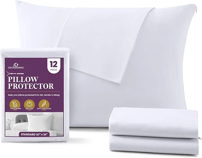 Recyclable CirclesHome Pillow Protectors 12 Pack Standard Zippered High-Performance