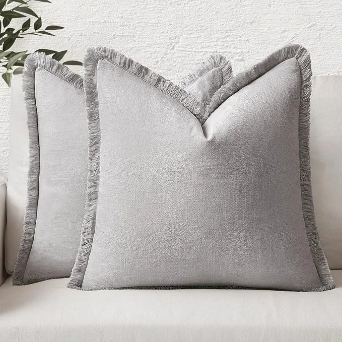 Healthy MIULEE Decorative Throw Pillow Covers Neutral Linen Fringe Throw Pillows Euro First-Class
