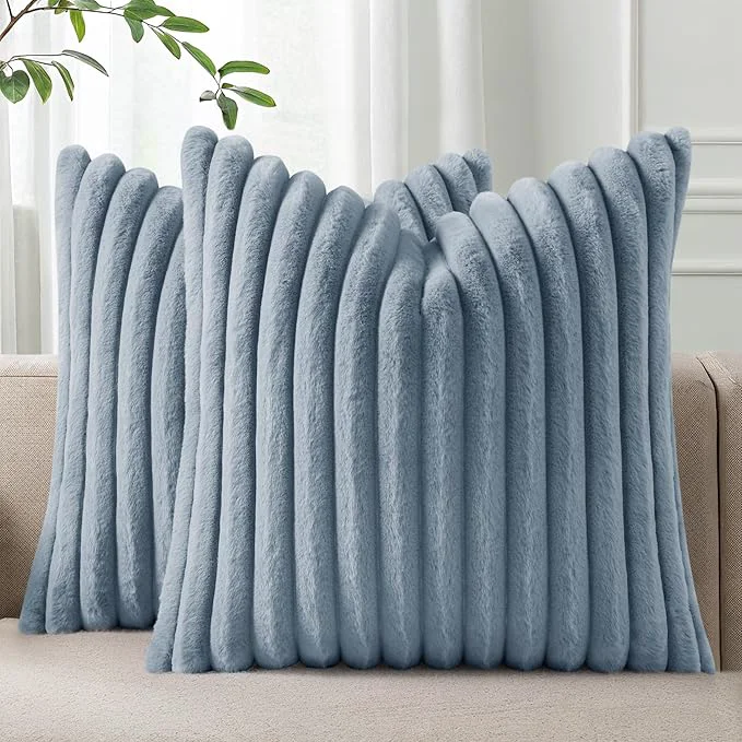 High-Grade Pallene Faux Fur Plush Throw Pillow Covers 22x22 Set of 2 Luxury Soft Fluffy Innovative