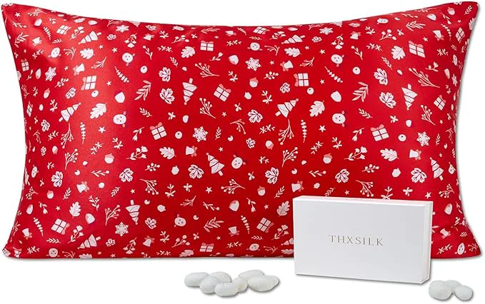 High-End THXSILK Christmas Style 6A Grade Mulberry Silk Pillowcase First-Class