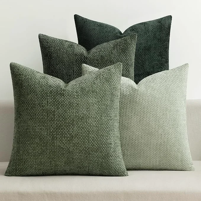 Trendy MIULEE Pack of 4 Couch Throw Pillow Covers 16x16 Inch Green Soft Decorative Fast