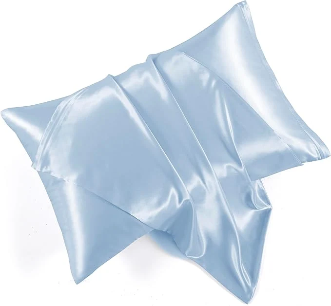 Reusable Light Blue Satin Pillowcases Functional