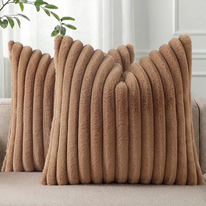 Easy-to-Use Pallene Faux Fur Plush Throw Pillow Covers 20x20 Set of 2 Luxury Soft Fluffy Safe