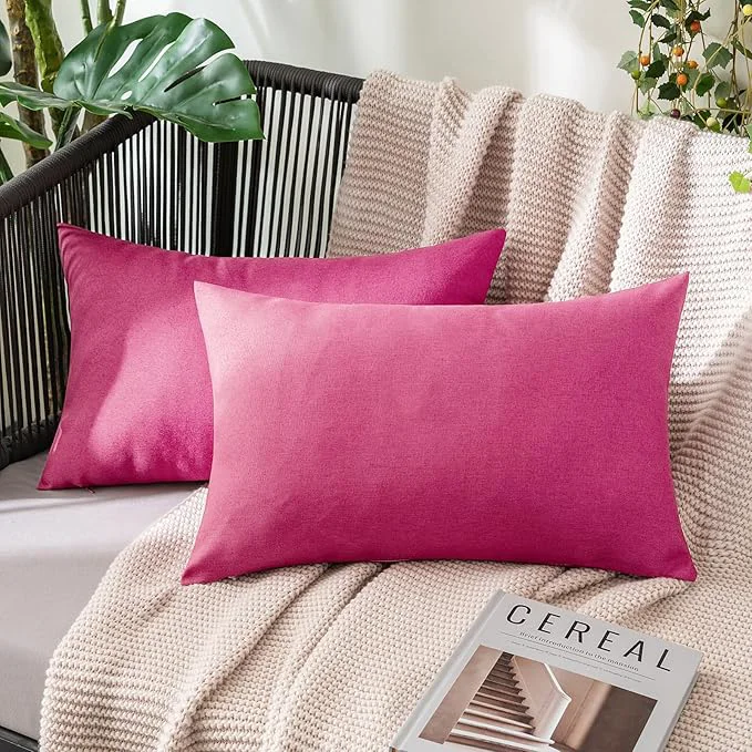 Natural MIULEE Pack of 2 Decorative Outdoor Solid Waterproof Throw Pillow Covers Faux Durable