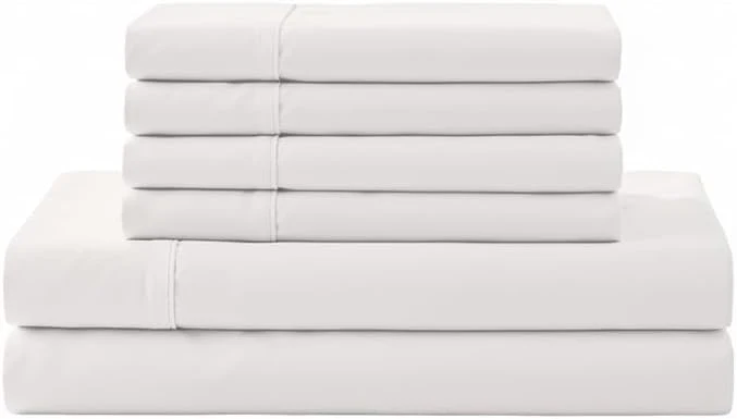 Top-Quality Linen Home Cotton Percale Sheet Set King Size Snow White Deep Pocket Pure
