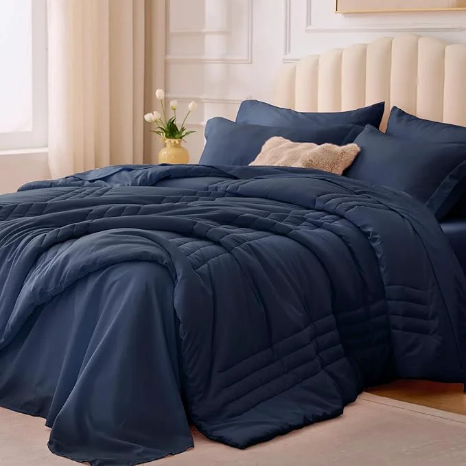 Practical Queen Comforter Set Navy Natural